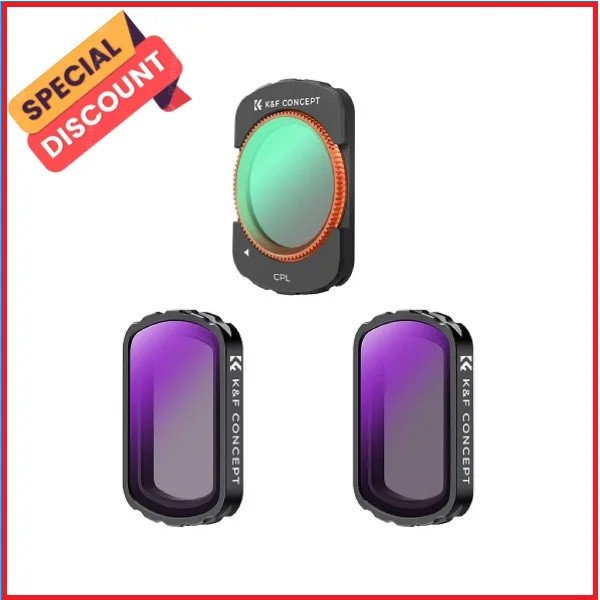 K&F Concept SKU.2094 DJI Osmo Pocket 3 NANO-X Series 8K Ultra HD 3pcs Filter Set (CPL+ND4+ND8) – Black