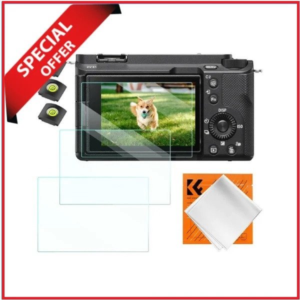 K&F Concept SKU.2198 Ultra Clear Tempered HD Glass LCD Screen Protector for Sony ZV-E1, A7 IV, A6700, A7CII Mirrorless Cameras (3Pcs Set) – Transparent