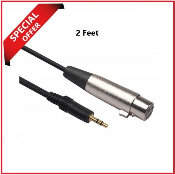 Neutrik XLR Female to 3.5mm Professional Microphone Audio Short Cable – 2 Feet