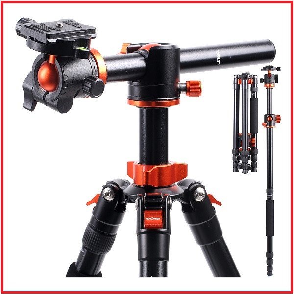 K&F Concept KF09.090V1 T254A4 Aluminum Overhead Ball Head Tripod with Monopod (NEW VERSION) – Black