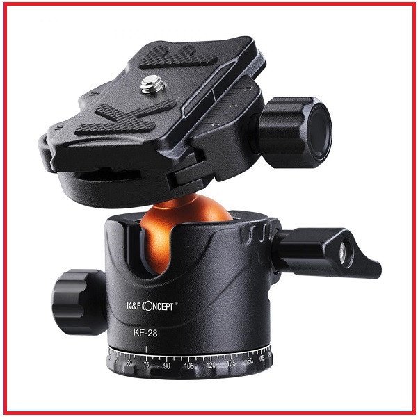 K&F Concept KF31.023V1 KF-28 360° 10kg Load Capacity Professinal Ball Head with 1/4″ Standard Thread Quick Release Plate for Tripod