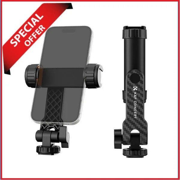 K&F Concept KF31.084 MS-12 Double Cold Shoe Extension Multi-Angle Rotation Smartphone Holder – Black