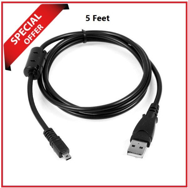 YE USB Data Transfer Cable for Nikon/Sony/Panasonic Cameras (5 Feet) – Black
