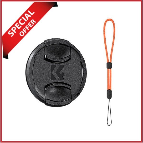 K&F Concept KF04.086 82mm Lens Cap with Rope – Black